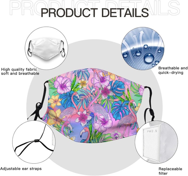 Beubebim Cute Dolphins Wave Face Mask Adult Washable Reusable Pleated Anti Dust Mask with 2 Filter for Women Men Decorative - Image 3